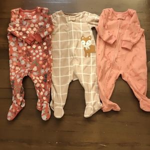 Carter's Baby Girls' Fleece Footed Sleep and Play, Pack of 3